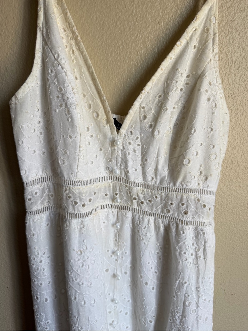 Simplee Apparel White Eyelet V-Neck Midi Dress - Picture 5 of 6